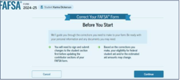 24-25 FAFSA Direct Unsub Loan Correction Step 2 Image